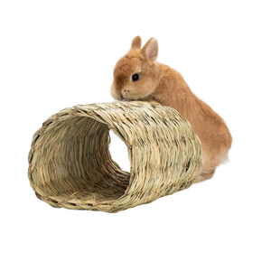 Tunnel de couchage chaud en paille naturelle pour l'hiver, abri tressé pour lapin, cochon d'Inde, chinchilla, petit animal de compagnie, jouet de cage - Product Image 6