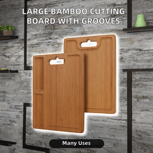 Planche à découper rectangulaire en bambou TianJiao, épaisseur 2,0 cm, pour cuisine, fromage et charcuterie, avec 2 compartiments intégrés - Product Image 5