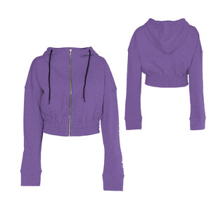 Sudadera con Capucha Corta de Invierno para Mujer, 100% Algodón, Personalizada, Talla Grande, Forro Polar, Bordada, Manga Larga, Transpirable - Product Image 1