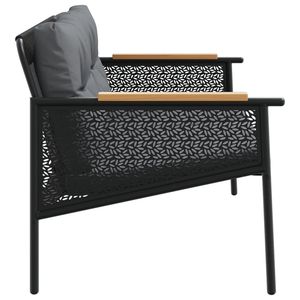 Banc de jardin noir avec coussins anthracite, ensemble élégant de bancs de patio - Product Image 6