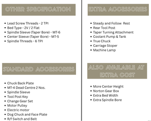 Extra Heavy Duty Lathe Machine Cone Pulley Type 9ft Bed Length 16" Centre Height 4" Bore Size along with 5 Speed Gear Box - Product Image 3