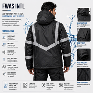 Veste imperméable à capuche pour homme sur mesure, micro-extensible, enduite de TPU, vêtements de travail d'extérieur, vente en gros OEM, fournisseur de vestes pour hommes B2B - Product Image 3