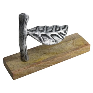 Sustainable Metal Sculpture Wooden Base Design Silver Color Tabletop Christmas Accessories and <b>Ornaments</b> at Bulk Price - Product Image 1