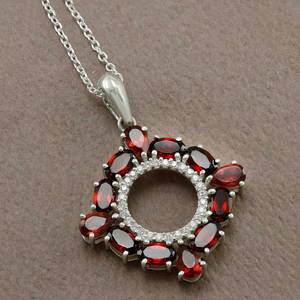 Pendentif vintage en grenat naturel, argent sterling 925, plaqué or/argent, breloques pour femmes et hommes, bijoux de fiançailles - Product Image 1