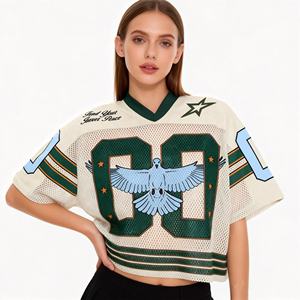 T-shirt en jersey personnalisé à col en V de haute qualité, style streetwear, respirant, coupe oversize, avec impression et broderie - Product Image 3