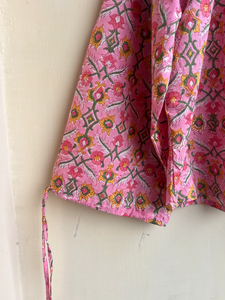 Top de verano con estampado de bloques a mano para mujer, Blusa de algodón Floral informal con bordado, prendas de vestir hechas a mano, ropa tejida de longitud corta - Product Image 2