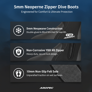 Botas de Buceo Aropec de Neopreno de 5mm, Impermeables, con Suela de Fieltro Antideslizante, Color Negro, para Buceo, Snorkel, Alquiler, Escuela, OEM/ODM, Taiwán - Product Image 3