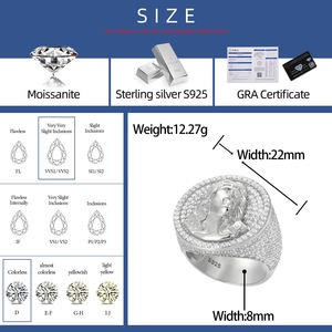 Anillo Clásico de Moissanita con Corte Esmeralda para Mujer, con Incrustaciones de Baguette, en Plata Maciza Chapada en Oro Blanco, Sin Níquel, Estilo Hip Hop Audaz - Product Image 5