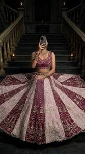 Conjunto de Lehenga Choli de red bordada Divyam Creation, estilo tradicional de boda hasta el suelo, para mujer, estilo India Pakistán, con Spandex - Product Image 2
