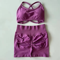 Conjuntos Deportivos de Yoga para Mujer de Alta Calidad, Ropa Deportiva Corta, Sólida, Ecológica, de Spandex/Algodón, con Logotipo Personalizado, Antibacteriana y de Secado Rápido