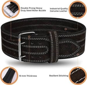 Ceinture de musculation en cuir à double boucle pour soulevé de terre, squat et powerlifting, disponible en 2026 couleurs différentes, idéale pour la salle de sport - Product Image 3