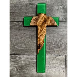 Cruz de Madera y Resina Tallada a Mano para la Oración Cristiana Diaria, Símbolo Religioso Elegante - Product Image 5