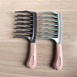 Durable logotipo personalizado profesional verde menta antiestático dientes anchos ducha peine de pelo cepillo de pelo para peluquería - Product Image 3