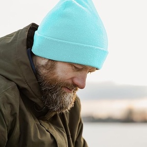Turquoise Solid Color Beanie Hat Unisex Adult Casual <b>Winter</b> <b>Cap</b> 56-58CM Acrylic Material Computer Knitted - Product Image 3