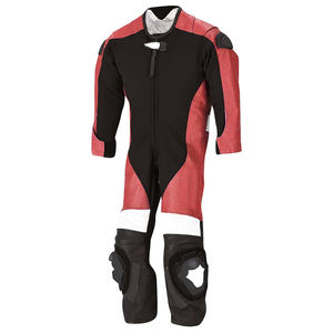 Traje de Motociclismo de Cuero Negro, Blanco y Rojo, Certificado CE, Talla Grande, Alto Rendimiento, Protección, Corte Ajustado, Ropa de Carreras - Product Image 1