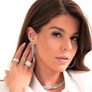 Diamond Large Hoop Earring 50 mm Hinged 14k 18k <b>Solid</b> <b>Gold</b> Pave Round Cut Lab Grown Modern Luxury Jewelry <b>Huggies</b> Factory Price - Product Image 2