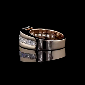 Anillo de Oro Rosa de 14K con Diamantes de Corte Princesa y Piedras Laterales de Corte Princesa para Hombre, Anillo de Boda Fino, Regalo de Aniversario para Él - Product Image 2