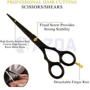 Ensemble professionnel de ciseaux de coiffure et d'éclaircissage en acier inoxydable noir mat avec étui de rangement en cuir PU - Product Image 4