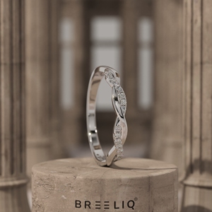 แหวนแต่งงานทองคำแท้ 14K ดีไซน์เกลียวประดับเพชรแล็บโกรว์ รูปแบบอินฟินิตี้สำหรับผู้หญิง - Product Image 1