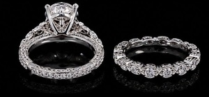 Shravi Impex 5ct Cut Moissanite Twin Band <b>Ring</b> 925 Sterling <b>Silver</b> Iced Engagement <b>Solitaire</b> Women Unisex Luxury Hip Hop Fine - Product Image 5