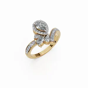 Anillo de Diamantes Cultivados en Laboratorio Whispering Wings, 38 Piezas, Banda Redonda y en Forma de Pera, Certificado IGI, Claridad VVS, Lujoso para Mujer - Product Image 5