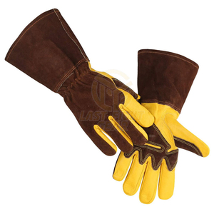 Leather Safety Gloves Yellow Brown Thermal Elbow Four Seasons Breathable Outdoor Worker Use Plain Style Unlined - Product Image 2