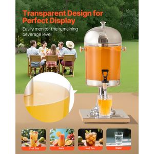 Dispenser per Bevande da 2,1 Galloni in Acciaio Inox e Plastica con Rubinetto e Scomparto per Ghiaccio, Ideale per Feste e Distribuzione di Bevande/Succhi - Product Image 4