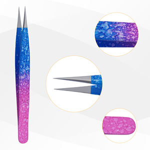 Pince à épiler professionnelle de haute qualité avec logo personnalisé, en acier inoxydable, à surface dentelée et lisse, pour une prise parfaite, durable, 115 mm, pour les yeux. - Product Image 5