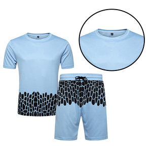 Ensemble de shorts pour hommes en maille gaufrée de qualité supérieure, très extensible, pour l'été, style survêtement, personnalisable OEM, ensemble de shorts côtelés en coton pour hommes, coupe ajustée - Product Image 5