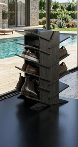 Nouvelle arrivée : Meuble de rangement moderne en bois, étagère à chaussures inclinée à niveaux, panneau latéral vertical, organisateur pour entrée et couloir - Product Image 6