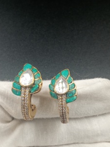 Boucles d'oreilles vintage en argent plaqué or 18 carats de luxe avec motif végétal pour femme, cadeau - Product Image 2