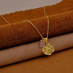 Piedra natal de Octubre Cuarzo Rosa Escorpio Colgante del zodiaco Chapado en oro Horóscopo Colgante Collar Piedra preciosa Astrología Moneda Collar - Product Image 5