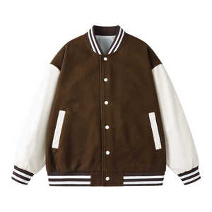 Good Quality Men's Baseball <b>Jackets</b> With <b>Leather</b> Sleeves Wholesale Long Sleeve <b>Leather</b> Windproof Quilted Men Varsity <b>Jacket</b> - Product Image 4