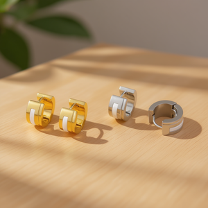 Orecchini a Cerchio Kk in Acciaio Inossidabile Oro e Argento 6mm 12 Pezzi - Product Image 3