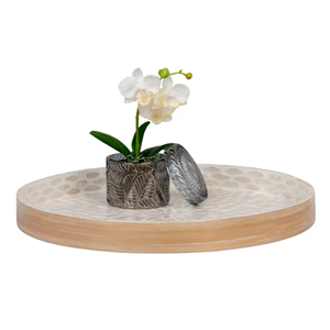 Bandejas de servir de bambú personalizadas con incrustaciones de nácar al por mayor de Vietnam, juego de bandejas redondas decorativas ecológicas para decoración de mesa - Product Image 2