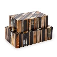 Caja Rectangular Rústica Antigua de Cuerno de Búfalo de ILAHI, Pulida y Ecológica, con Interior Suave para Artículos Delicados, Regalo Religioso Feng Shui - Product Image 1