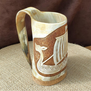 Handmade Handcrafted Polished Modern Eco-Friendly Drinking Horn Mug Buffalo Horn Viking Tankard Raise Your Horn Celebrate Norse - Product Image 2