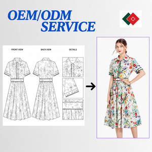 Vestido de Fiesta de Verano de Alta Calidad para Mujer, Cintura Imperio, Cuello Camisero, Estampado Floral Colorido, Manga Corta, Largo Midi - Product Image 6