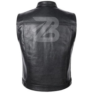 Gilets en simili cuir décontractés à fermeture éclair pour moto, automne-hiver, gilets réversibles imperméables pour hommes - Product Image 5