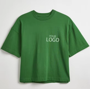 Camiseta de algodón grueso para hombre al por mayor, corte holgado con hombros caídos, manga corta, cuello redondo, estampado personalizado, estilo urbano - Product Image 1