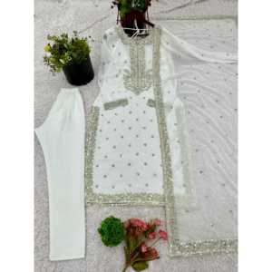 Ensemble de costumes de soirée pour femmes de créateur-Top chic avec Dupatta et Sharara entièrement cousu pour les occasions spéciales - Product Image 6