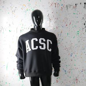BLACK <b>Mock</b> <b>Neck</b> Sweatshirt 100% Cotton WHITE Applique Embroidery wide <b>neck</b> Sweatshirt Finer Threads - Product Image 5