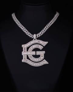 Iced Out <b>Letter</b> Moissanite Pendant Necklace VVS Cubic Diamond Charm Silver Plated 925 Silver Custom Jewelry - Product Image 2