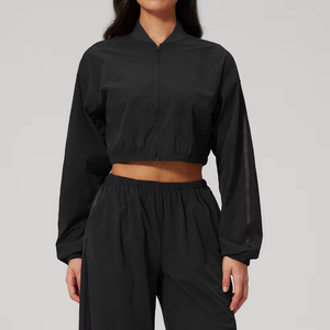 Long Sleeve Zipper Shirt Fashion Apparel Factory Direct Bulk Production <b>Women's</b> Long Sleeve Casual Front Zip Shirt - Product Image 5