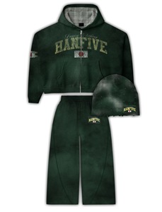 Mint Blue Syndicates Atlanta Zip Hoodie Set | <b>Oversized</b> Cropped Hoodie & <b>Jogger</b> Pants| Streetwear Matching Set OEM Private Label - Product Image 2