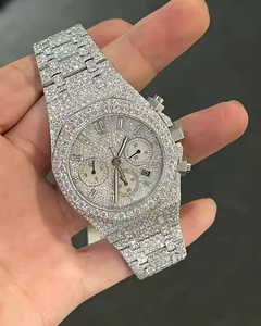 Premium <b>Rainbow</b> Moissanite Stone Watch with Fully Iced Hip Hop Jewelry Inspired Finish Bezel and High Shine <b>Bracelet</b> Style - Product Image 1