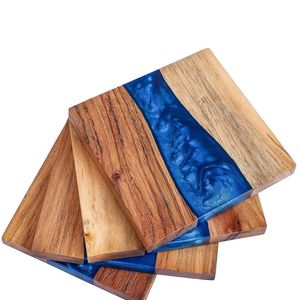 Creative Mango Wood and Resin Joined Tea Cup <b>Coaster</b> Mats Handmade Polished Best Selling Square Shape Wood Resin <b>Coaster</b> <b>Set</b> - Product Image 3