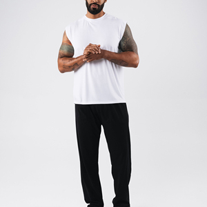 Men's wear Cotton Tank Tops Gym Exercise Fitness Sports <b>Vest</b> with Wide Shoulder Round Neck Sleeveless Shirt Casual Wear Tank To - Product Image 3
