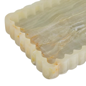 Light Green Onyx Rectangle Scalloped Tray Natural <b>Stone</b> Decorative Serving Bowl Handmade Luxury Onyx Bowl Wholesale Supplie - Product Image 2