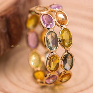 Genuino precioso Multi turmalina piedra preciosa 18K oro amarillo sólido hecho a mano eternidad banda anillos joyería para venta al por mayor - Product Image 2